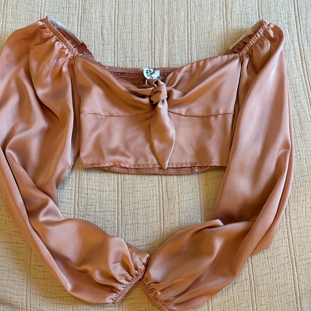 Princess Polly cropped long sleeve with tie